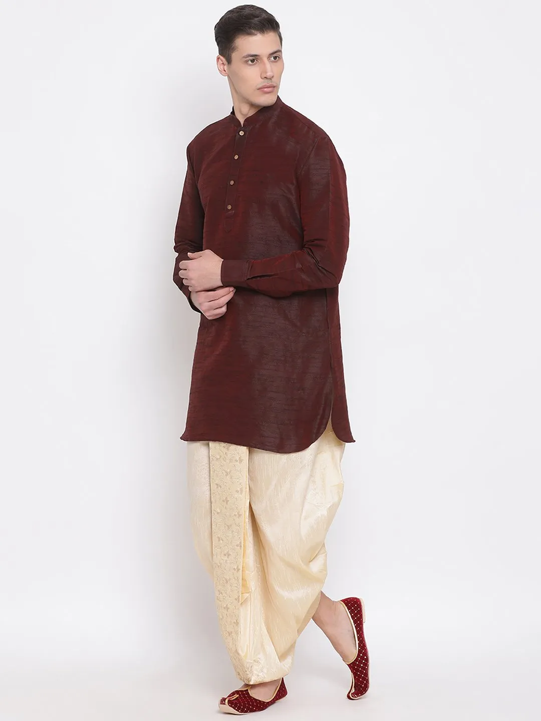 VM By VASTRAMAY Men's Gold Embroidered Dhoti Pant