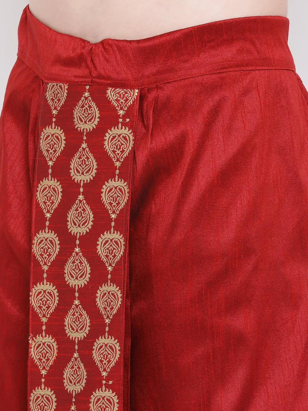 VM By VASTRAMAY Men's Maroon Embroidered Dhoti Pant