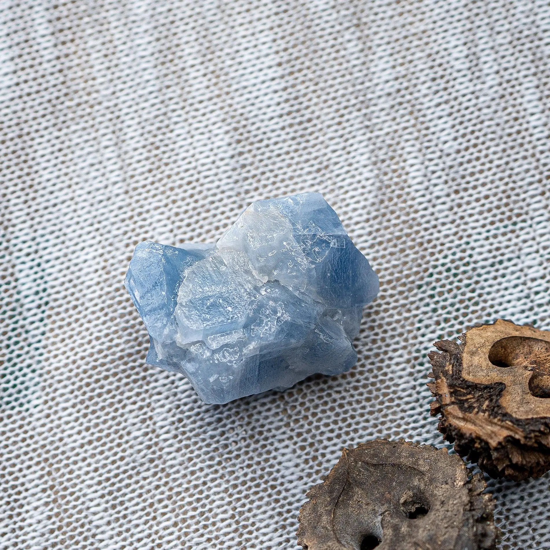 Watery Blue Calcite Small Free Form Specimen Set of 2 from Mexico~ Beautiful Acid Wash