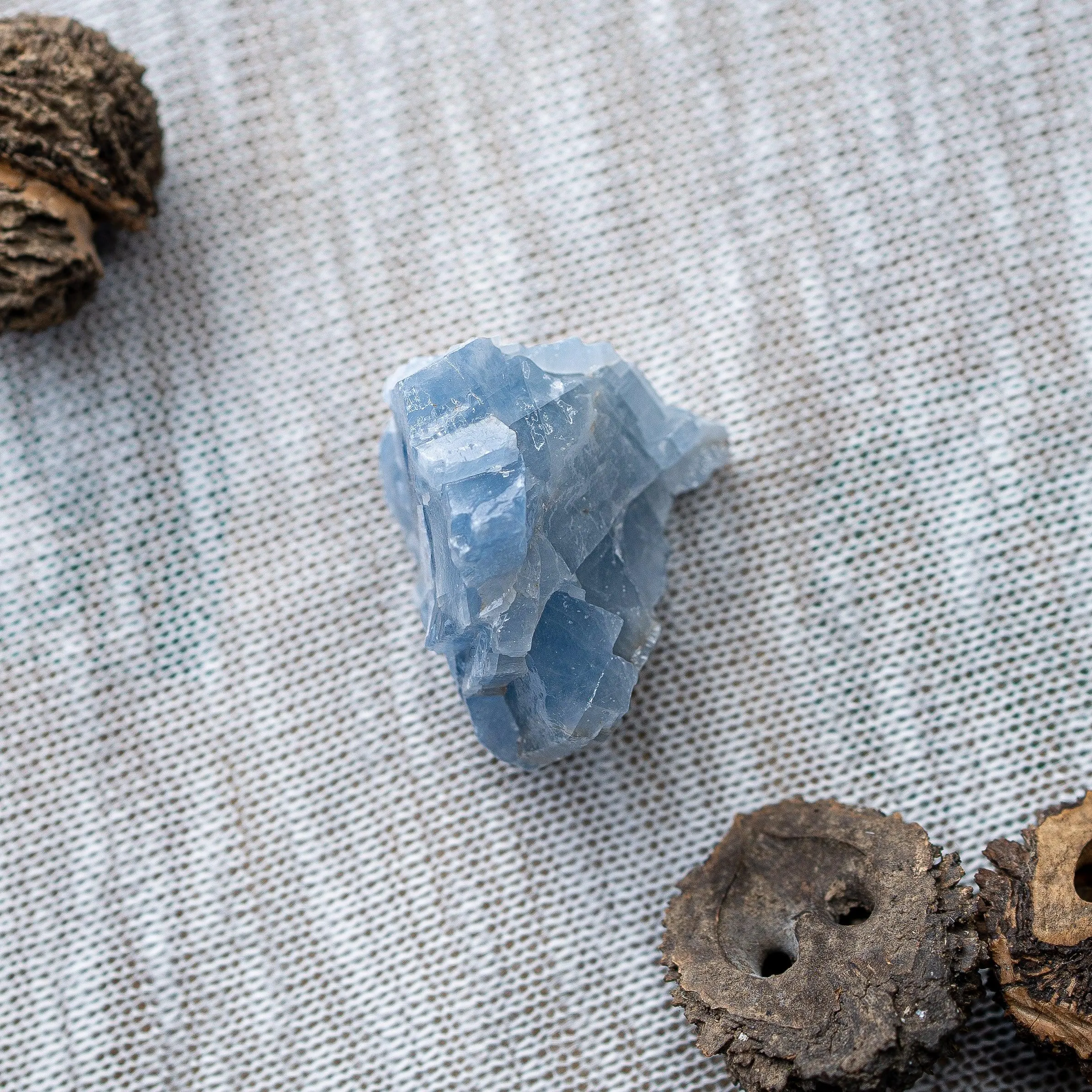 Watery Blue Calcite Small Free Form Specimen Set of 2 from Mexico~ Beautiful Acid Wash