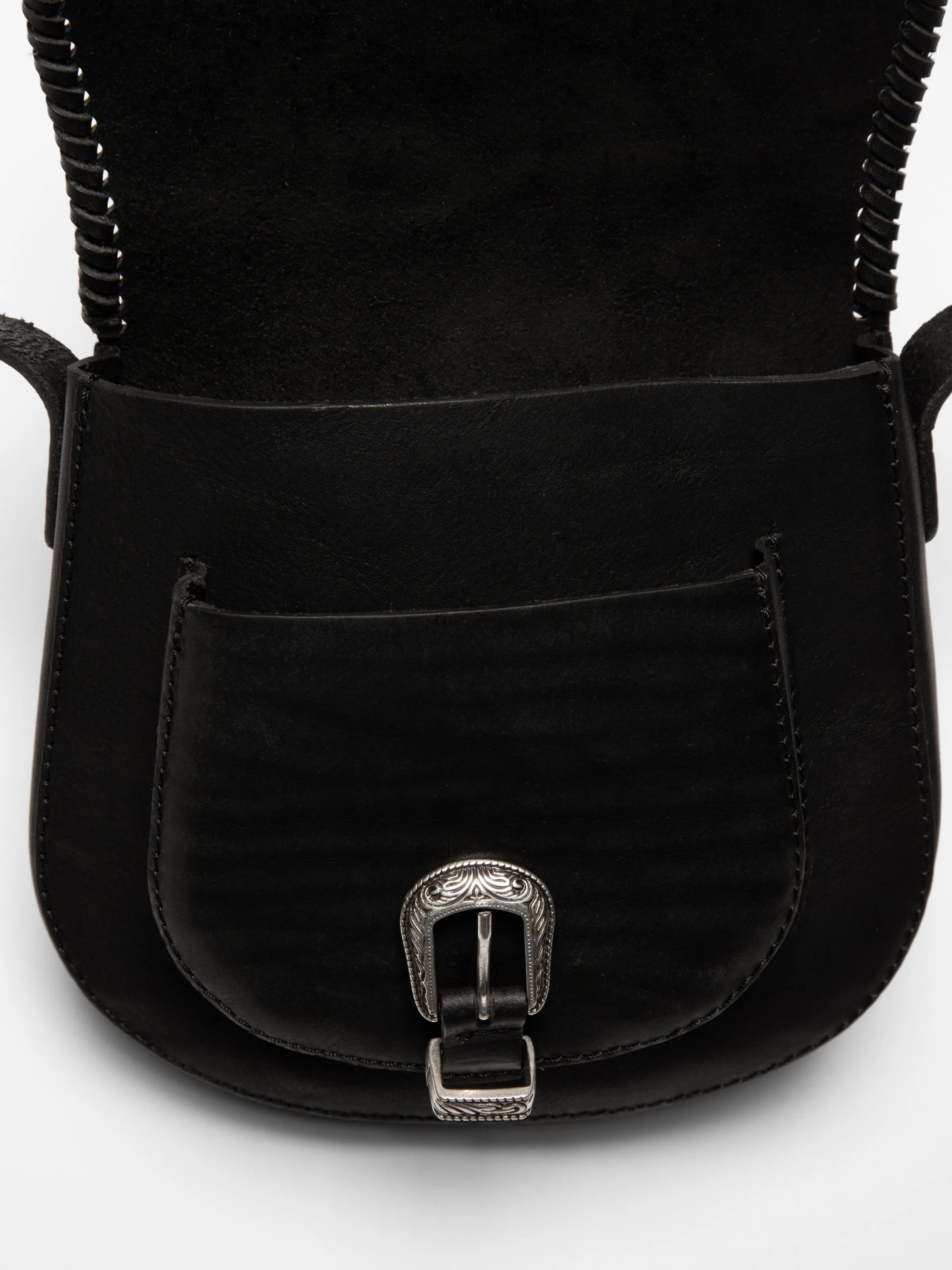 Western Leather Saddle Bag Black