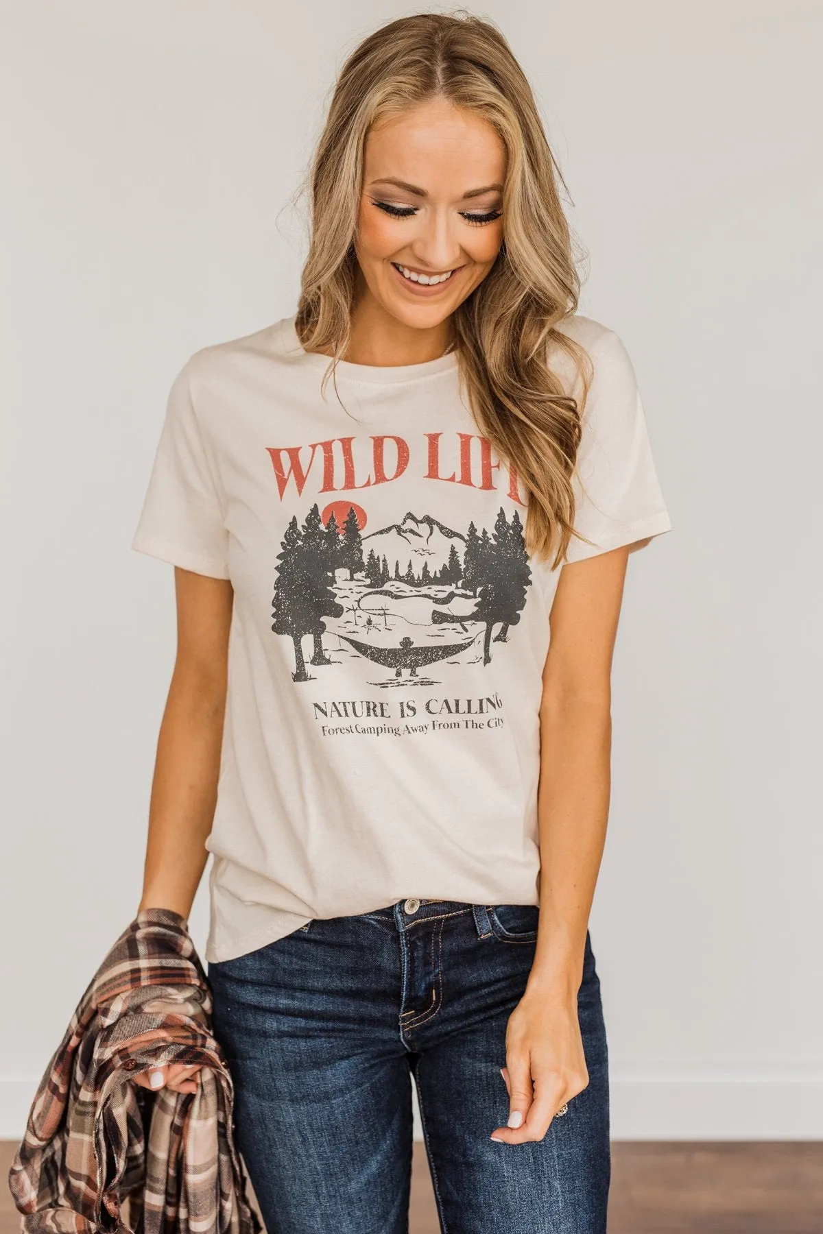 Wild Life. Nature Is Calling Graphic Tee- Cream