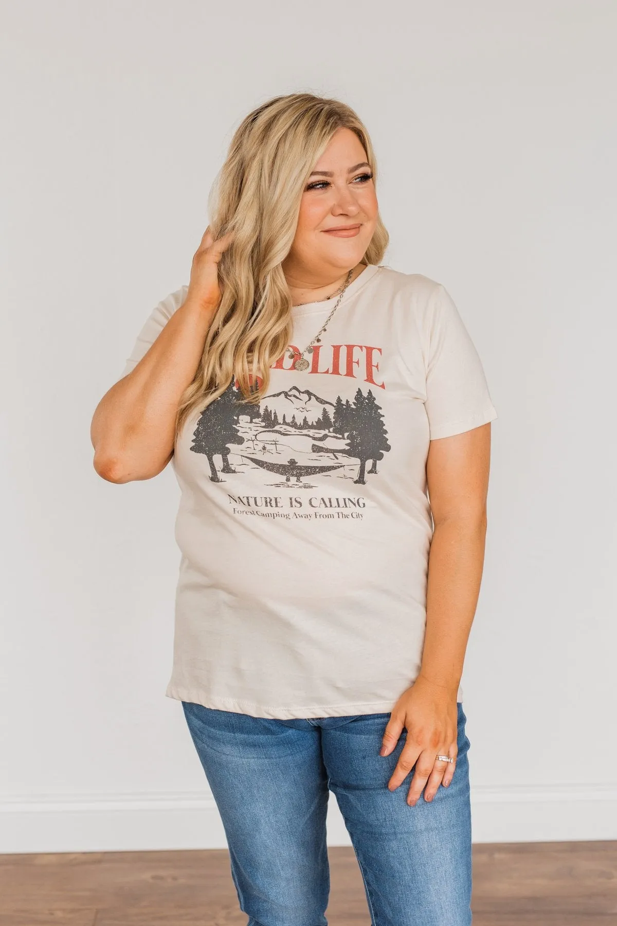 Wild Life. Nature Is Calling Graphic Tee- Cream