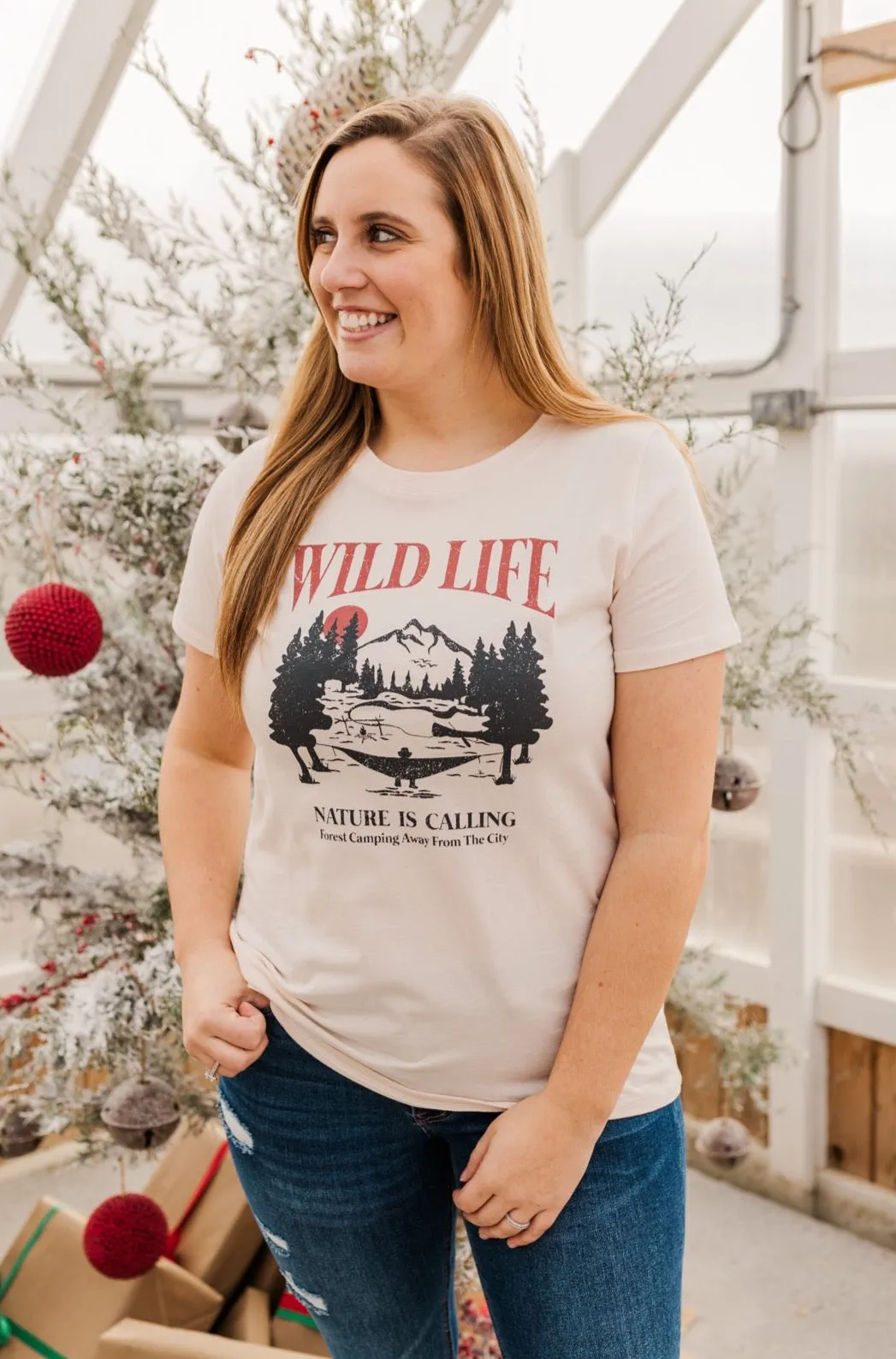 Wild Life. Nature Is Calling Graphic Tee- Cream