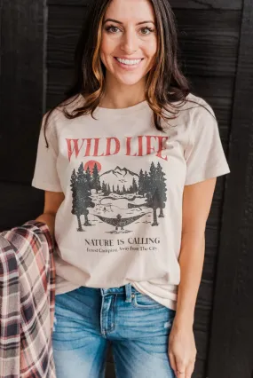 Wild Life. Nature Is Calling Graphic Tee- Cream