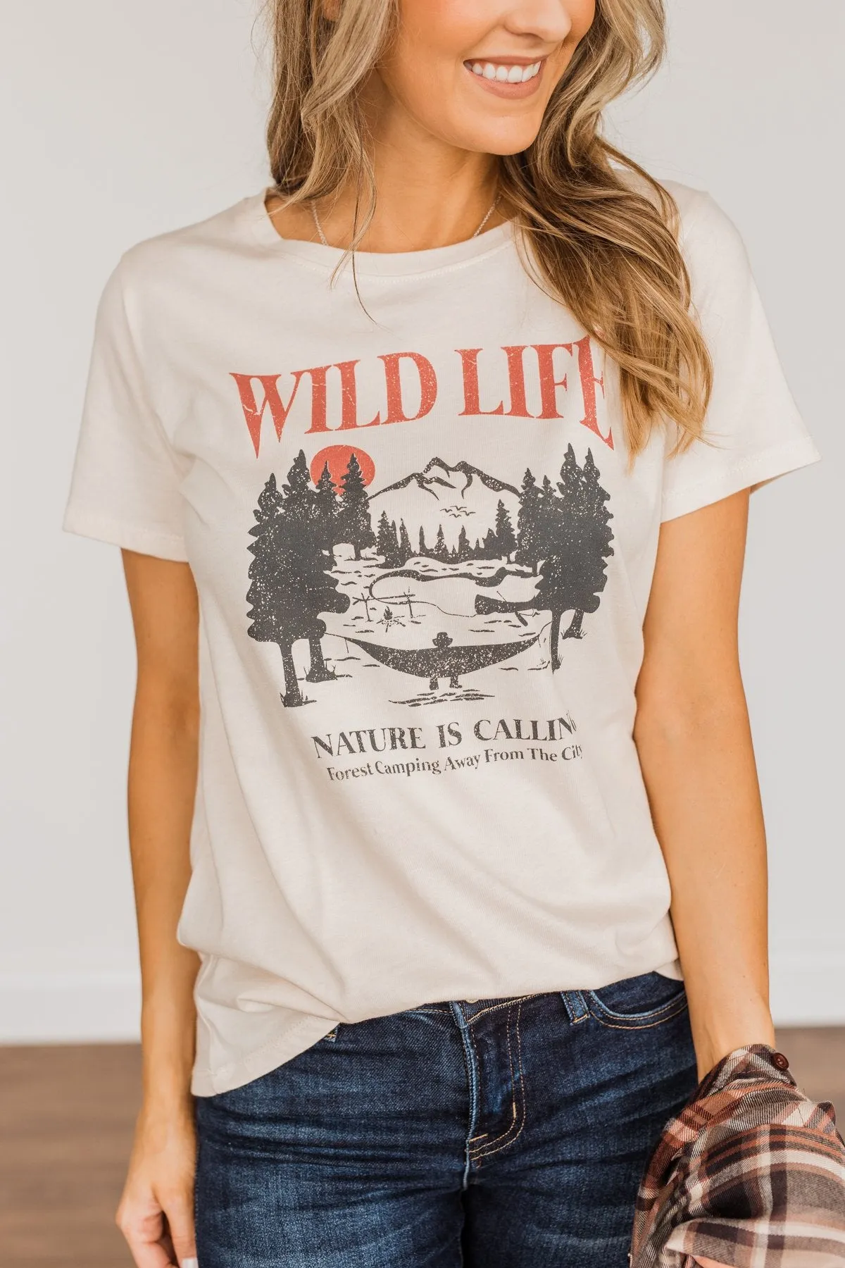 Wild Life. Nature Is Calling Graphic Tee- Cream