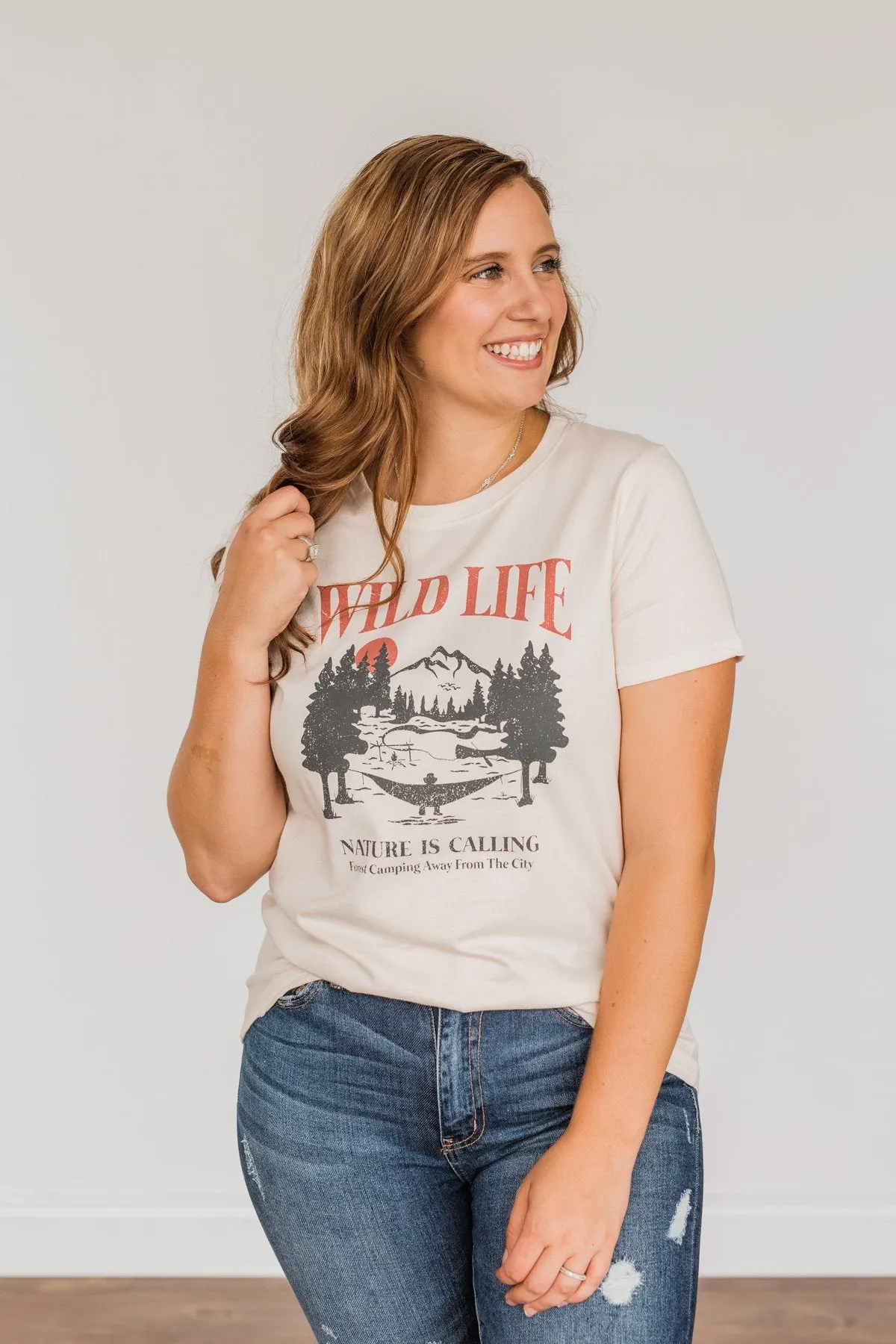 Wild Life. Nature Is Calling Graphic Tee- Cream