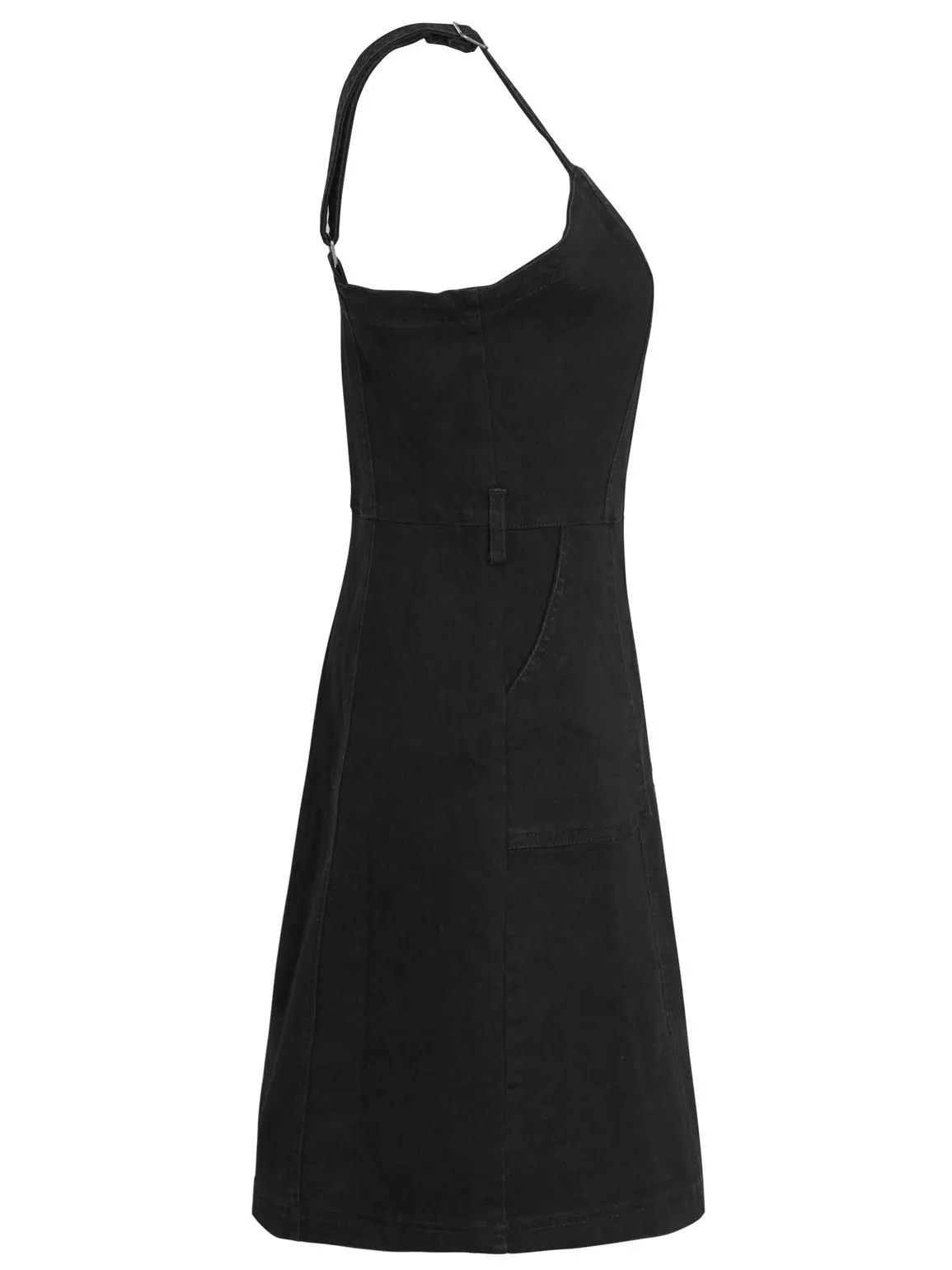 Womens Denim Pinafore Dress, Black, UK Size 8 to 14