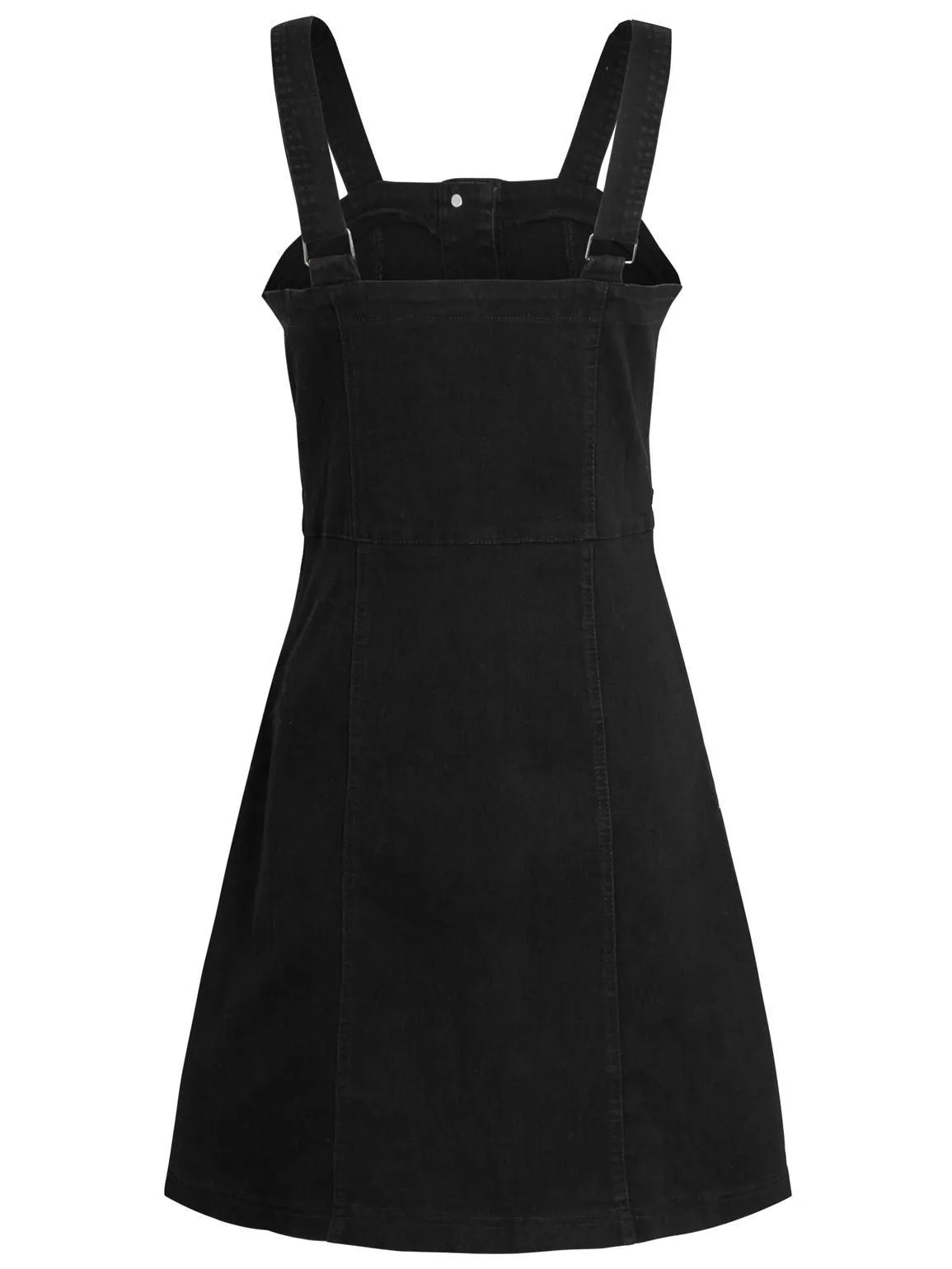 Womens Denim Pinafore Dress, Black, UK Size 8 to 14