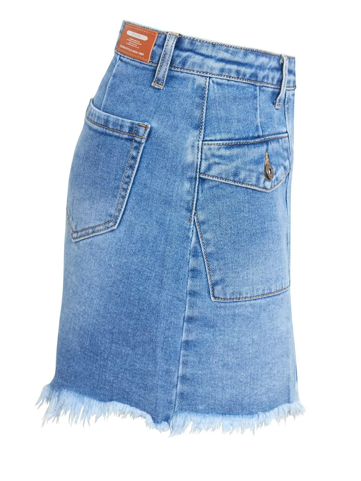 Womens Stretch Denim Mini Skirt with Raw Hem, UK Sizes 6 to 14