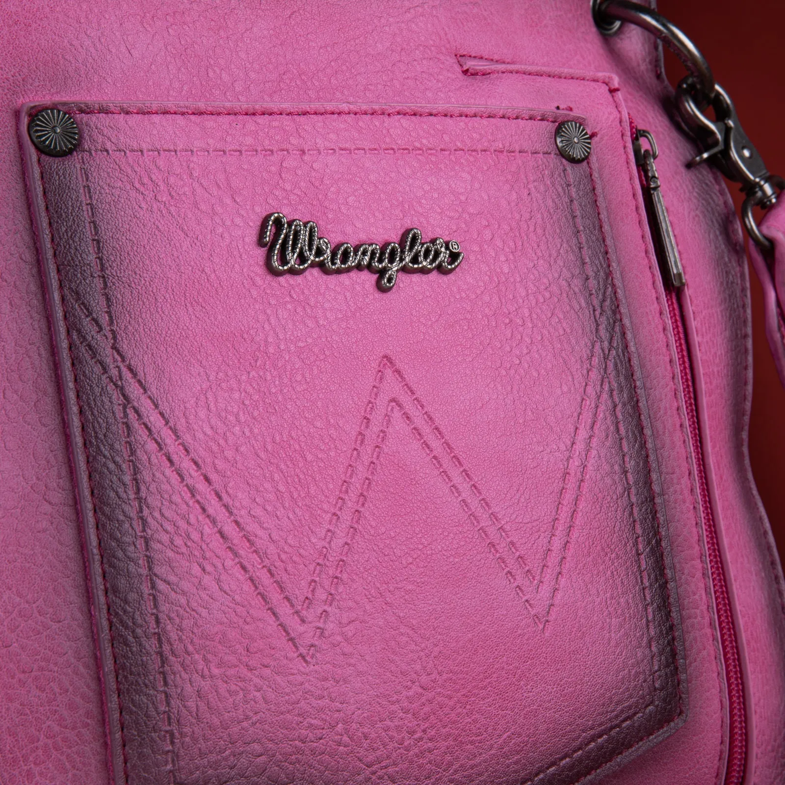 Wrangler Rivets Fringe Concealed Carry Crossbody -Hot Pink